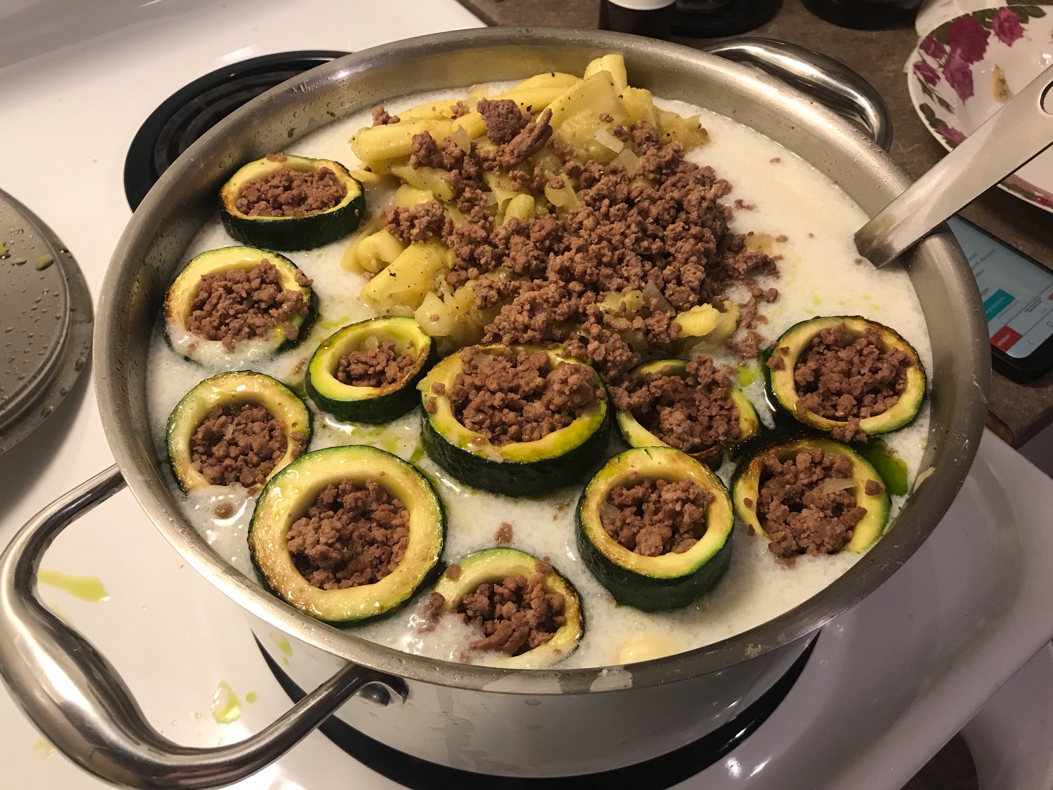Beef Stuffed Zucchini in Yoghurt